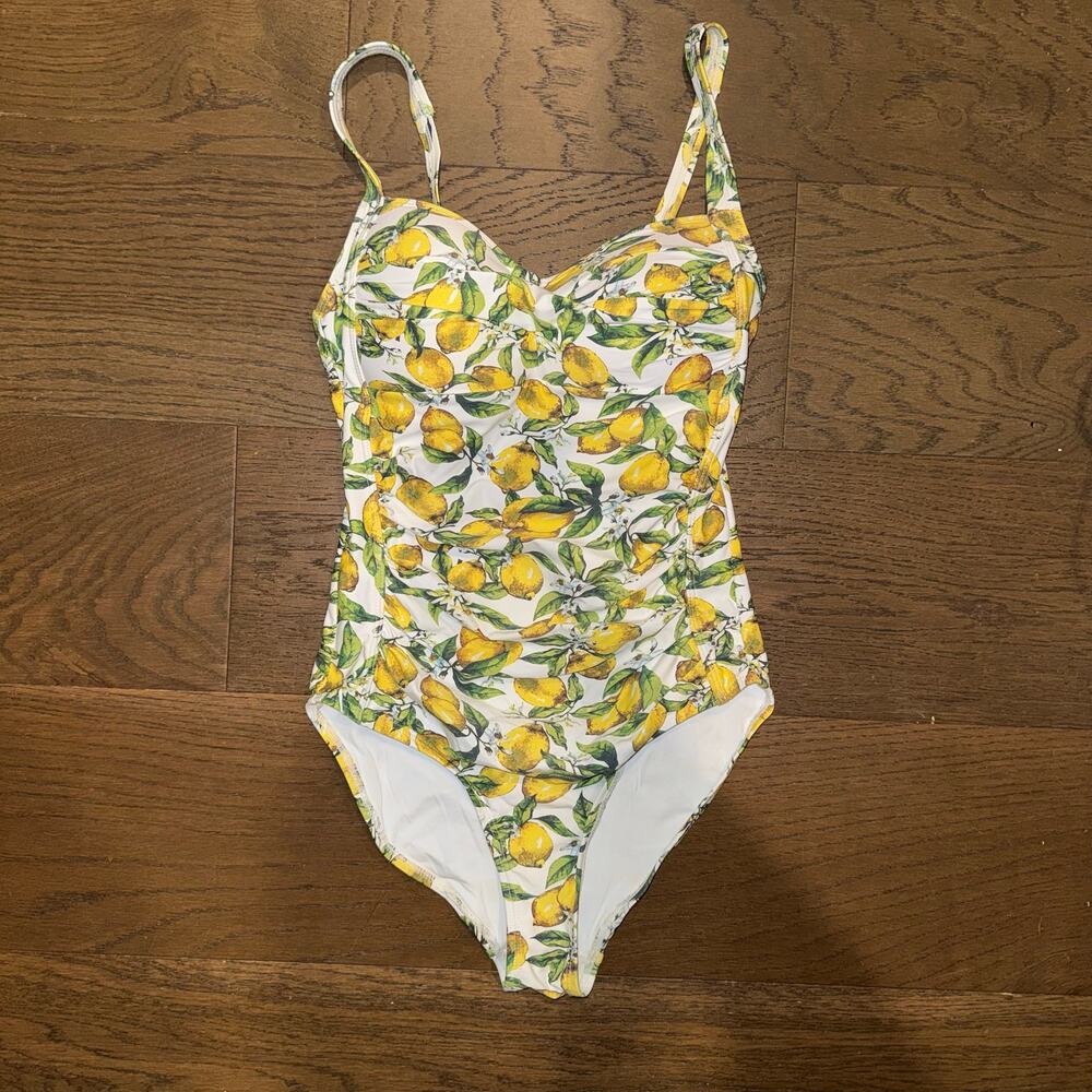 Nip Tuck Swim Lemon Print Twist Front Tummy Control One Piece Swimsuit Size 4